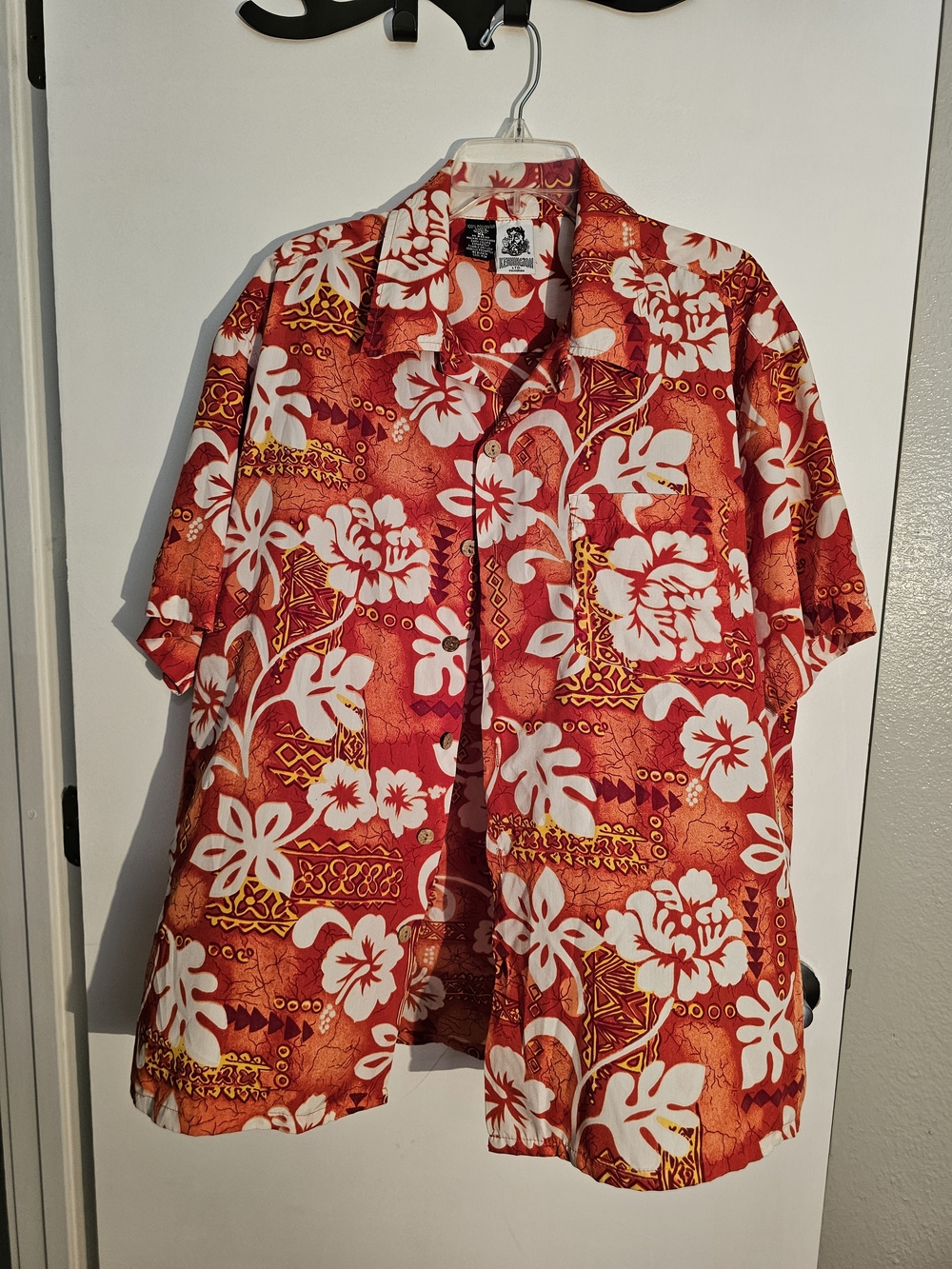 Vintage Kennington California Orange Hibiscus Hawaiian Shirt 🌺🍊 XL